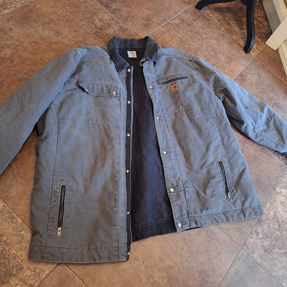 NICE! Carhartt Men's Heavyweight Gray Canvas Work Jacket Coat 3XL TALL - Picture 5 of 13